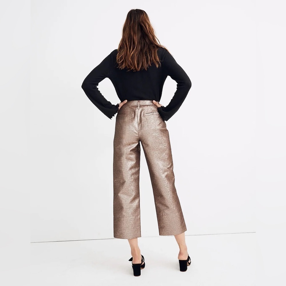 Madewell Slim Emmett Wide Leg Crop Metallic Pants 24 - Picture 3 of 10
